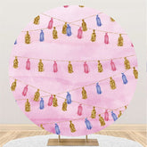 Lofaris Gold Glitter Round Pink Birthday Backdorp For Girl